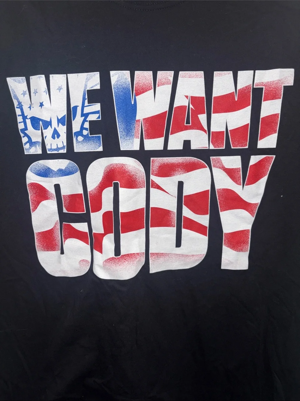 WWE Cody Rhodes ‘We Want Cody' Red White Blue Flag Graphic Tee